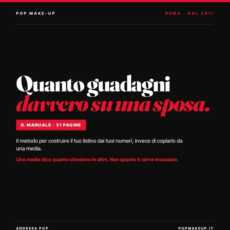 Quanto guadagni davvero su una sposa, il manuale POP MAKEUP