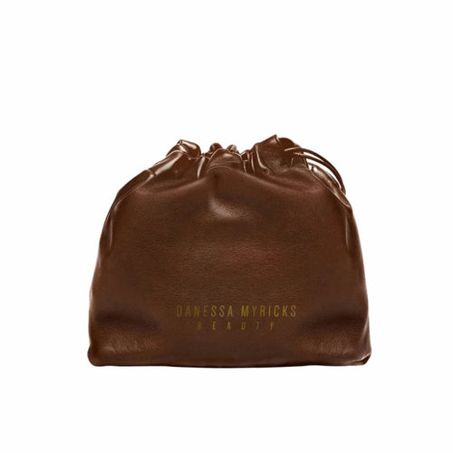 Vegan Leather Drawstring Pouch - CHOCOLATE BROWN