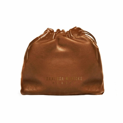Vegan Leather Drawstring Pouch -BROWN GOLD